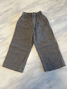 Zara Black and White Gingham Kids Elastic Waist Pants